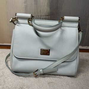 DOLCE & GABBANA light blue Leather‎ Medium Miss Sicily Top Handle Bag
